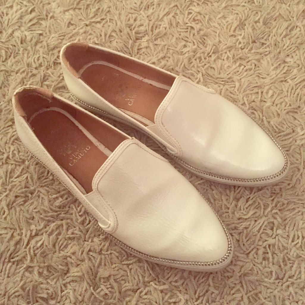 Vince Camuto White Leather Sneakers, Sz 7.5 Womens